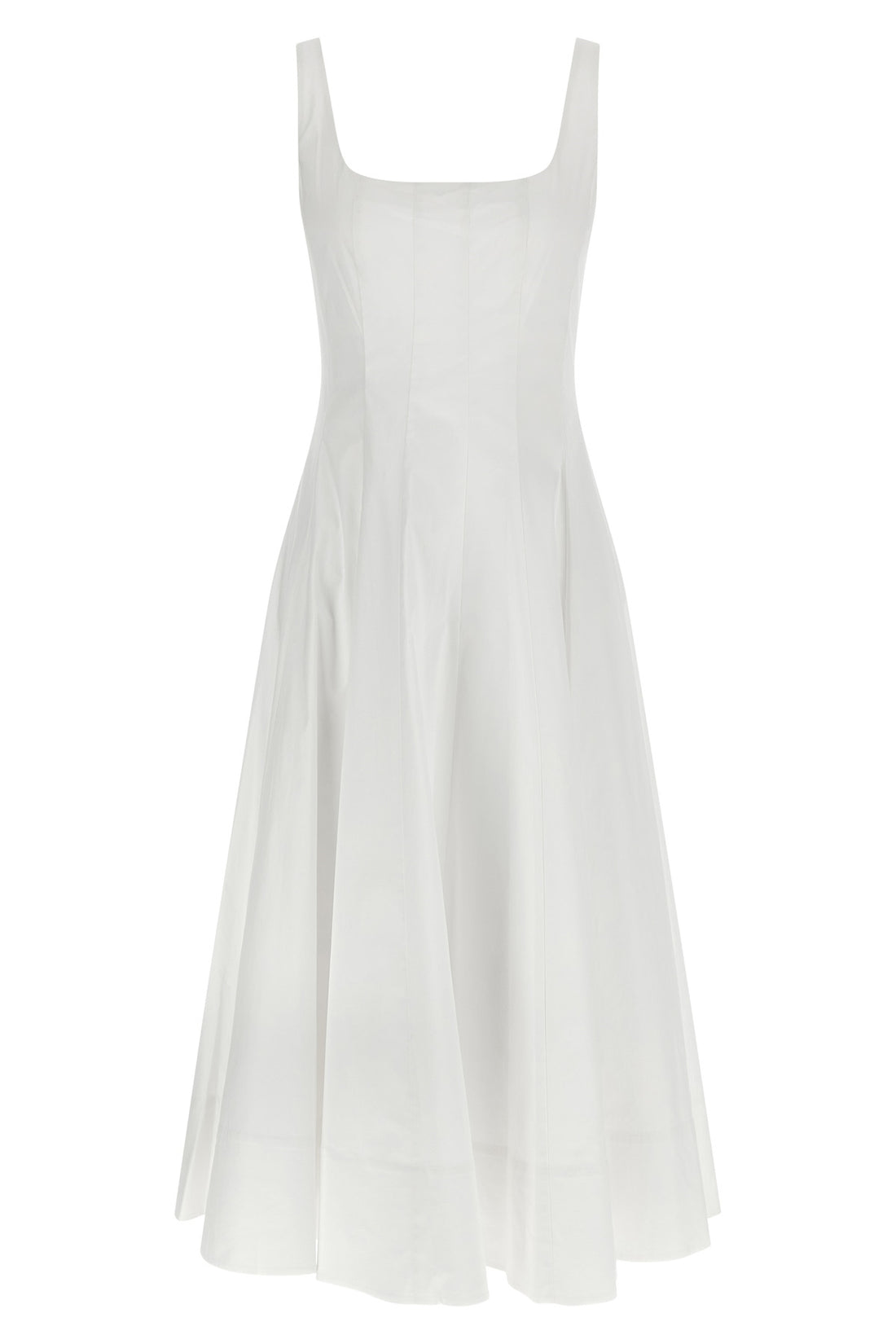 STAUD 6 wells midi dress in light cotton poplin