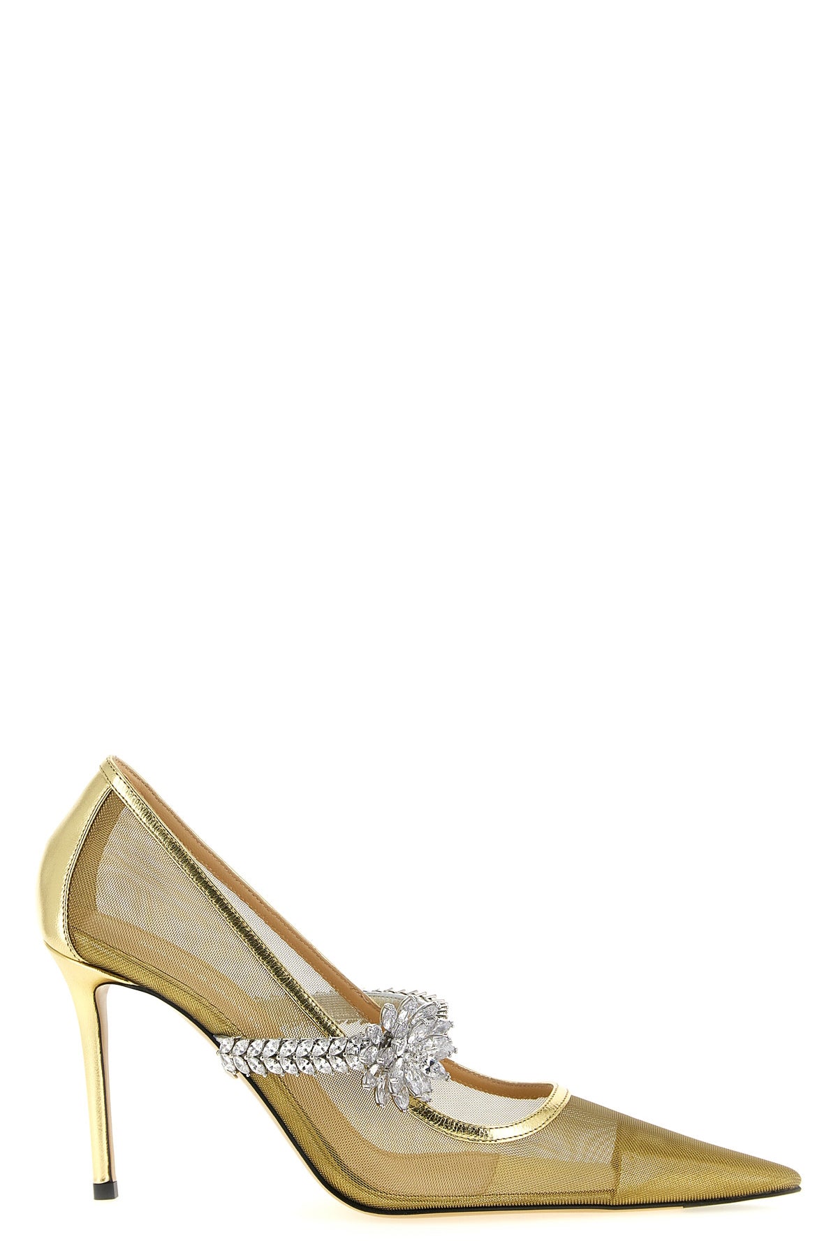 mesh and laminated leather pumps