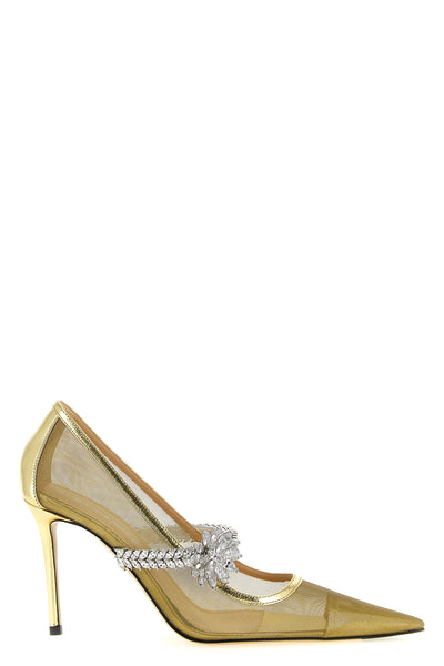 mesh and laminated leather pumps