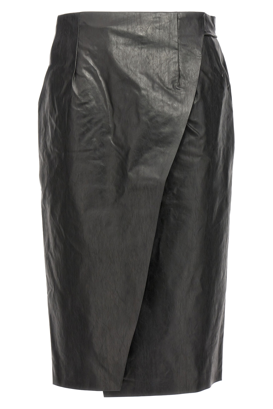 KASSL EDITIONS 38 wrap skirt oil skirt in oil-coated cotton blend canvas
