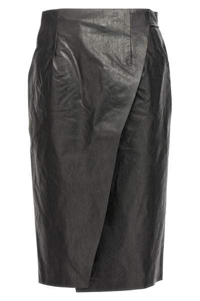 wrap skirt oil skirt in oil-coated cotton blend canvas