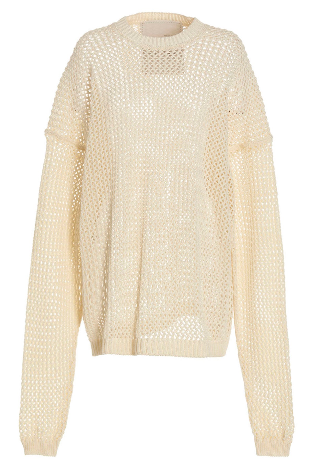 bio cable seethrough cotton crewneck dress