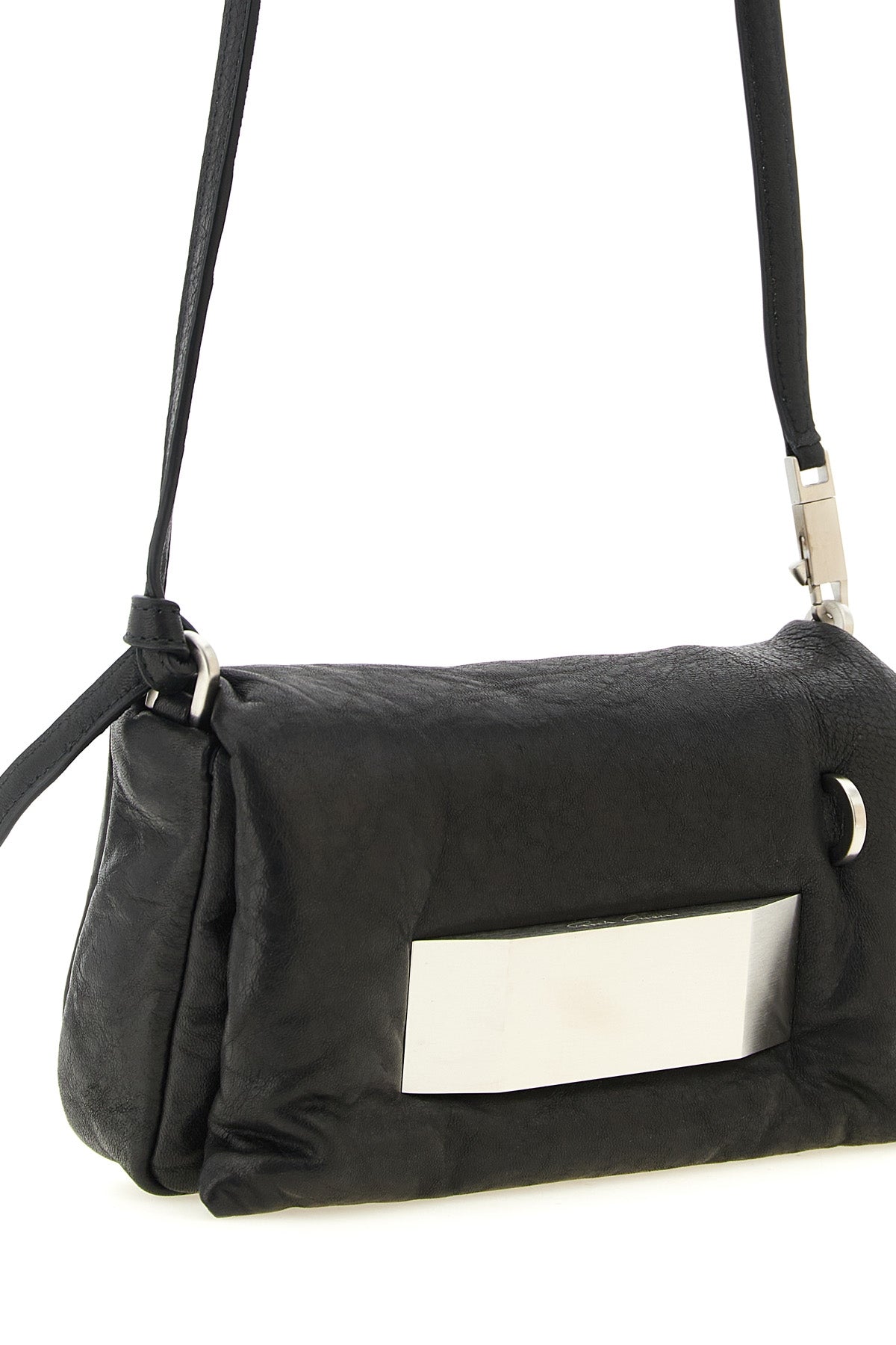 the rick owens pillow griffin clutch bag imposes a strong architectural presen