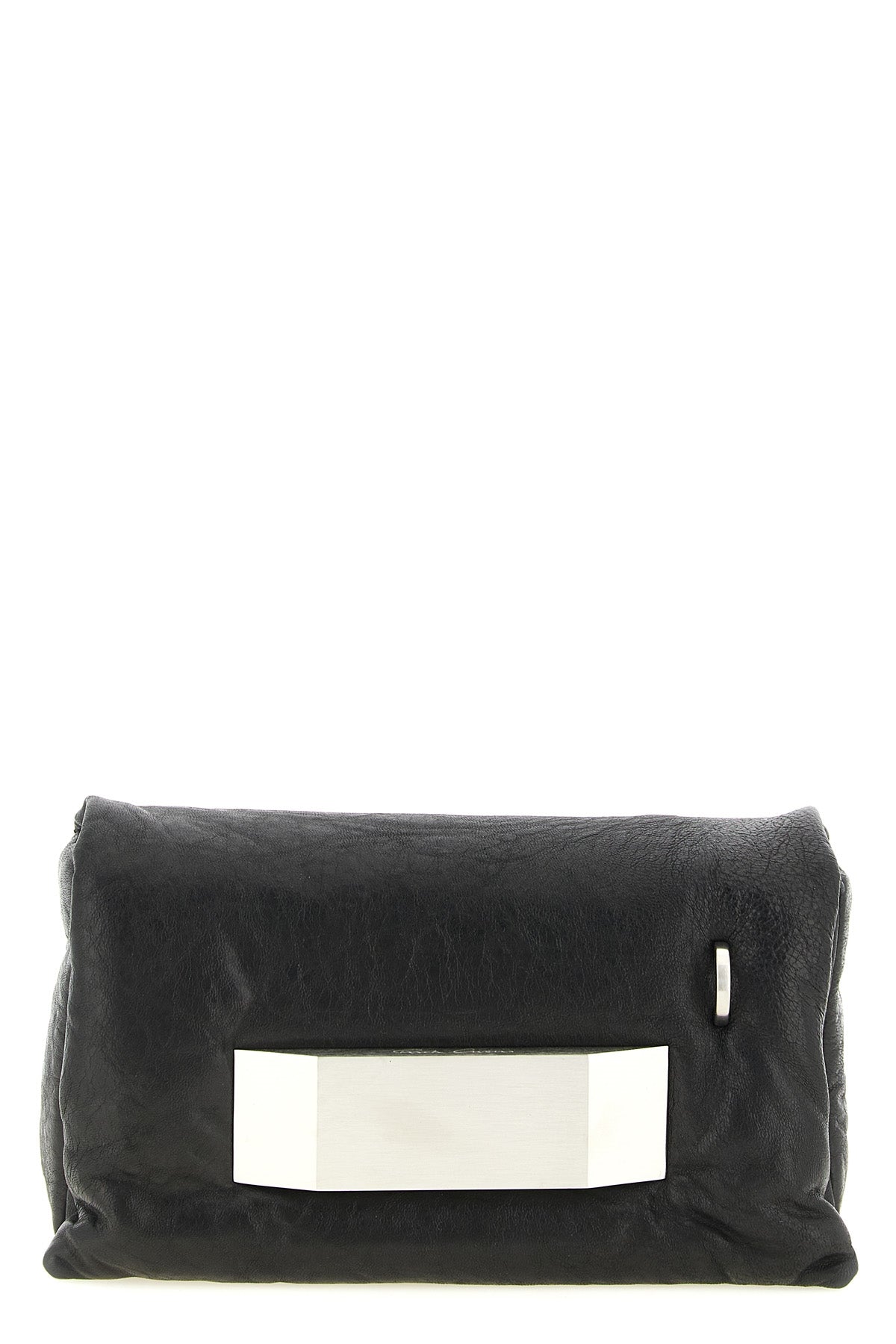 the rick owens pillow griffin clutch bag imposes a strong architectural presen