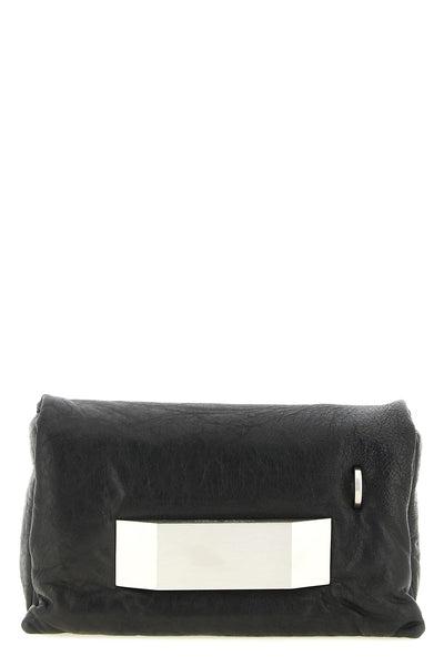 the rick owens pillow griffin clutch bag imposes a strong architectural presen