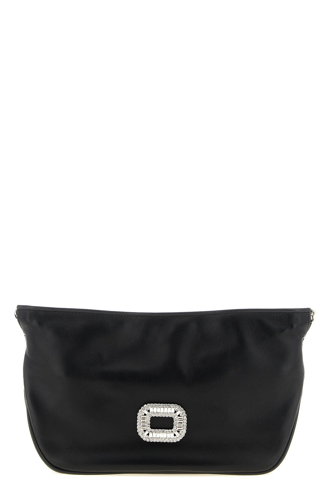 ROGER VIVIER OS the roger vivier pilgrim micro clutch bag in soft black lambskin stands out fo