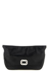 the roger vivier pilgrim micro clutch bag in soft black lambskin stands out fo