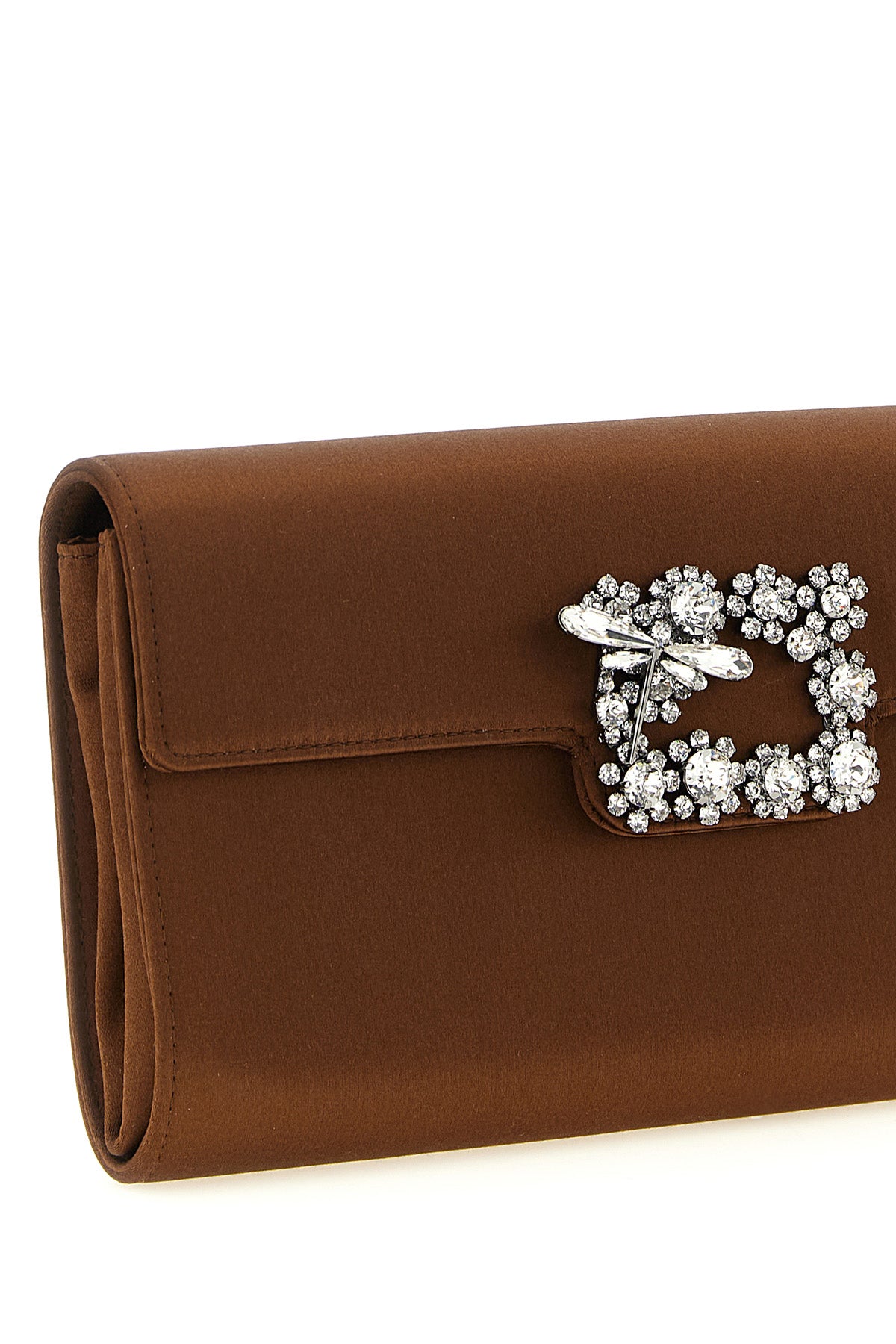 envelope flap dragonfly flow satin clutch