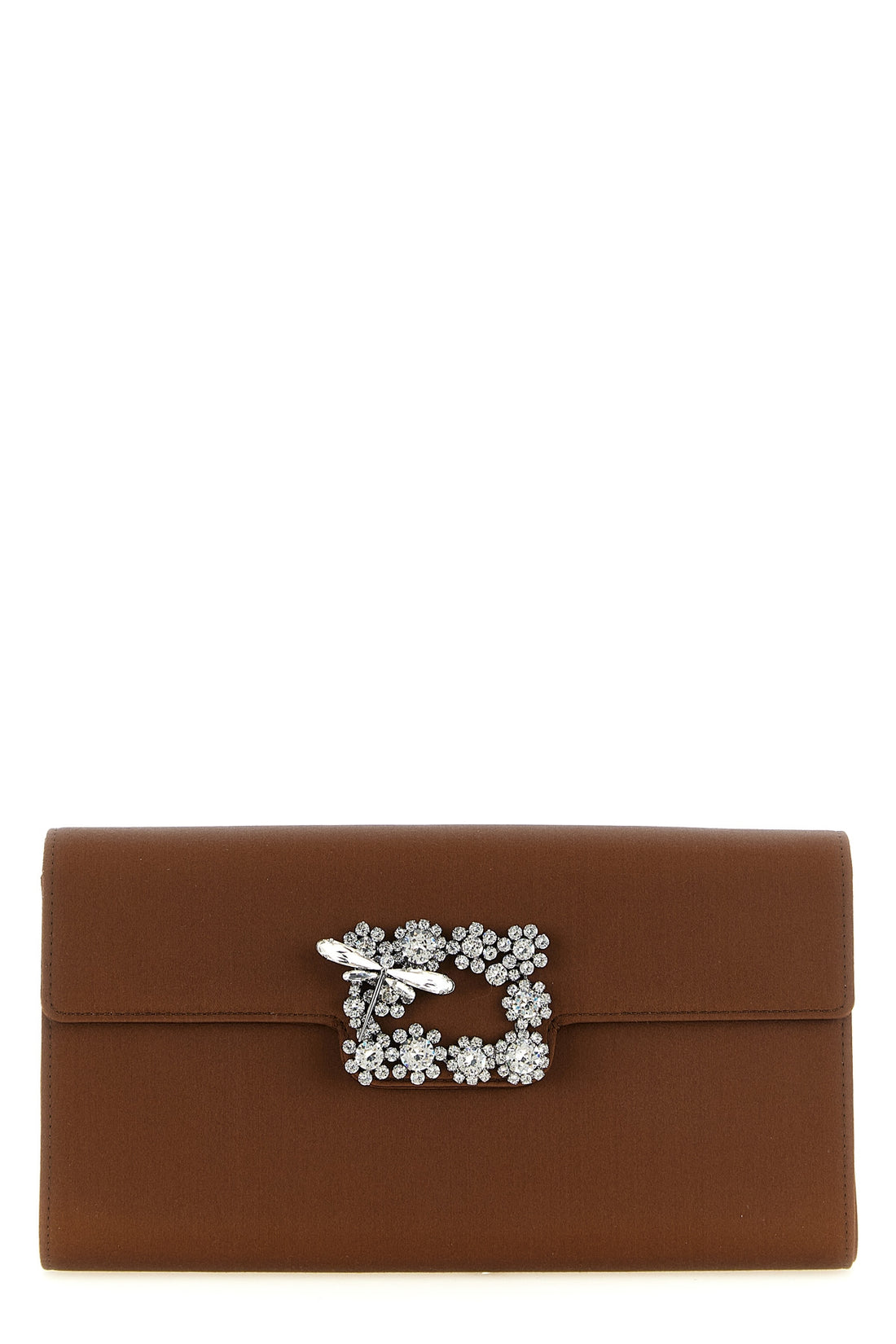 ROGER VIVIER OS envelope flap dragonfly flow satin clutch