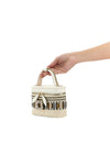 micro vanity très vivier handbag in woven raffia