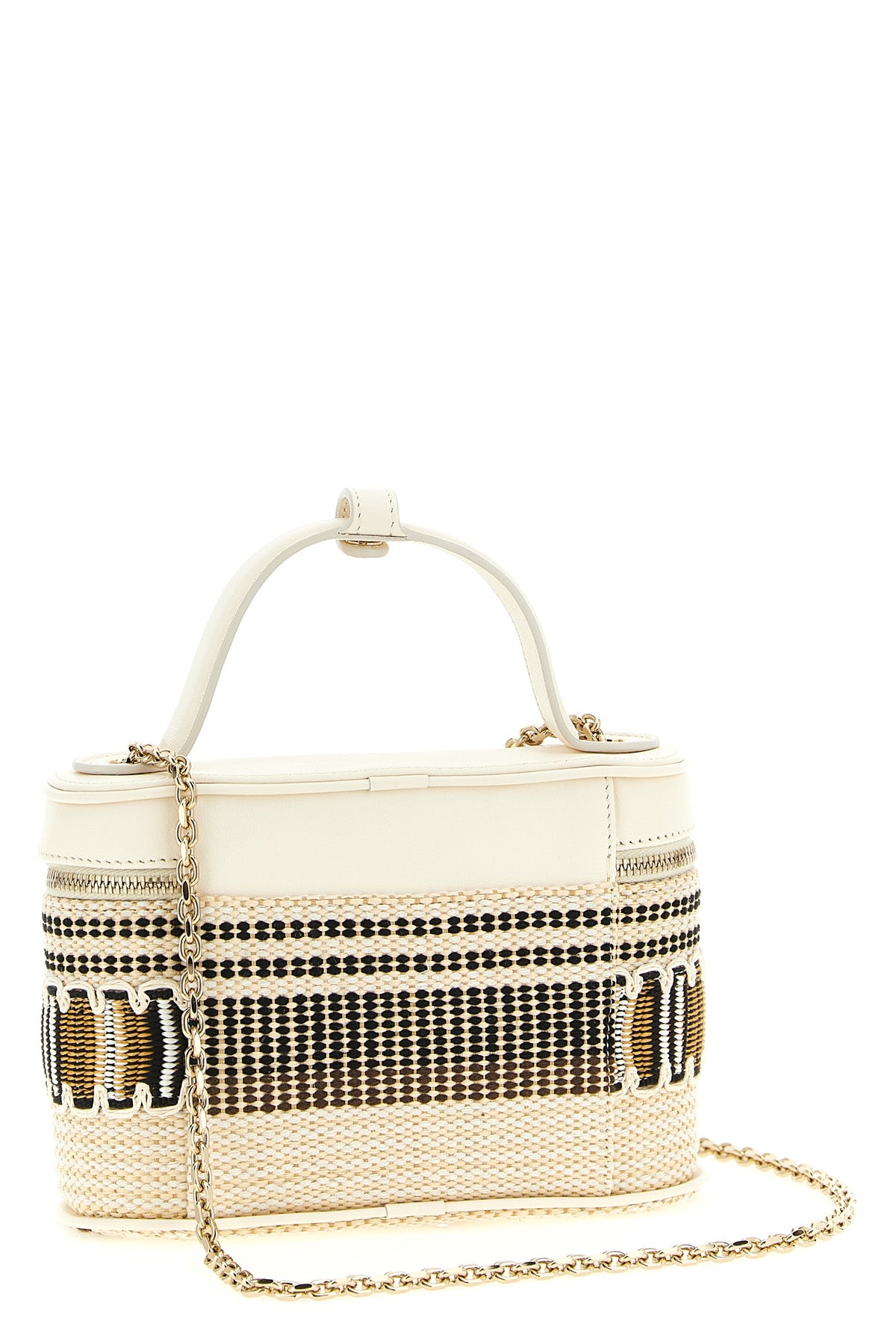 micro vanity très vivier handbag in woven raffia
