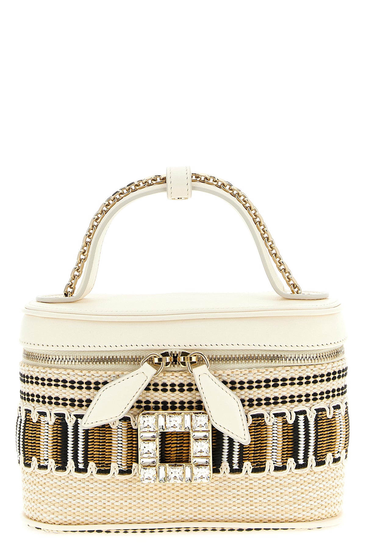 micro vanity très vivier handbag in woven raffia