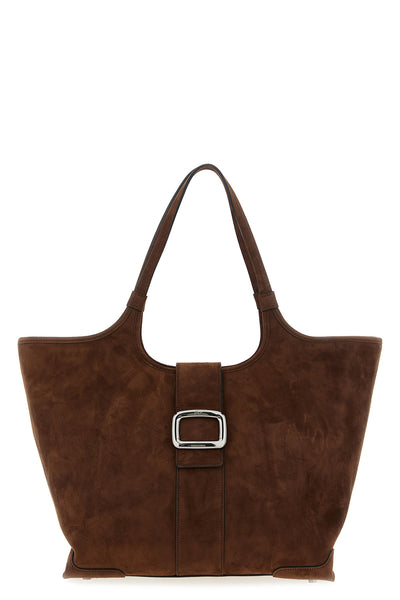 viv choc midi suede shopping bag