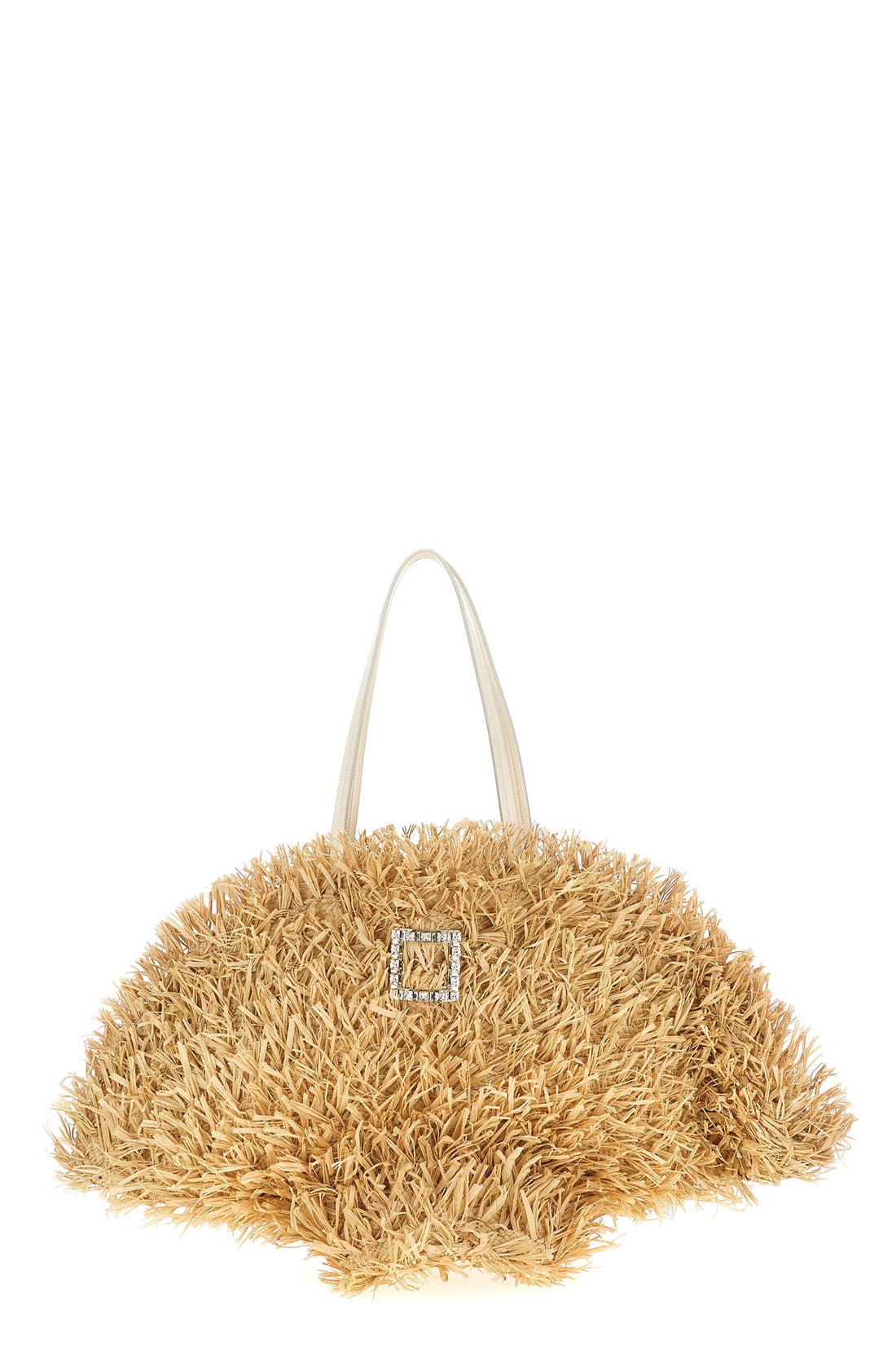 ROGER VIVIER OS tres vivier panier large braided raffia shopping bag