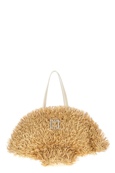 tres vivier panier large braided raffia shopping bag
