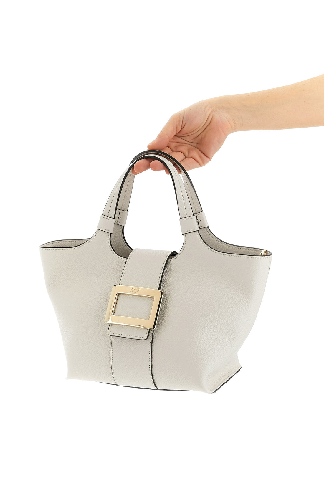 ROGER VIVIER OS mini shopping bag in grainy leather