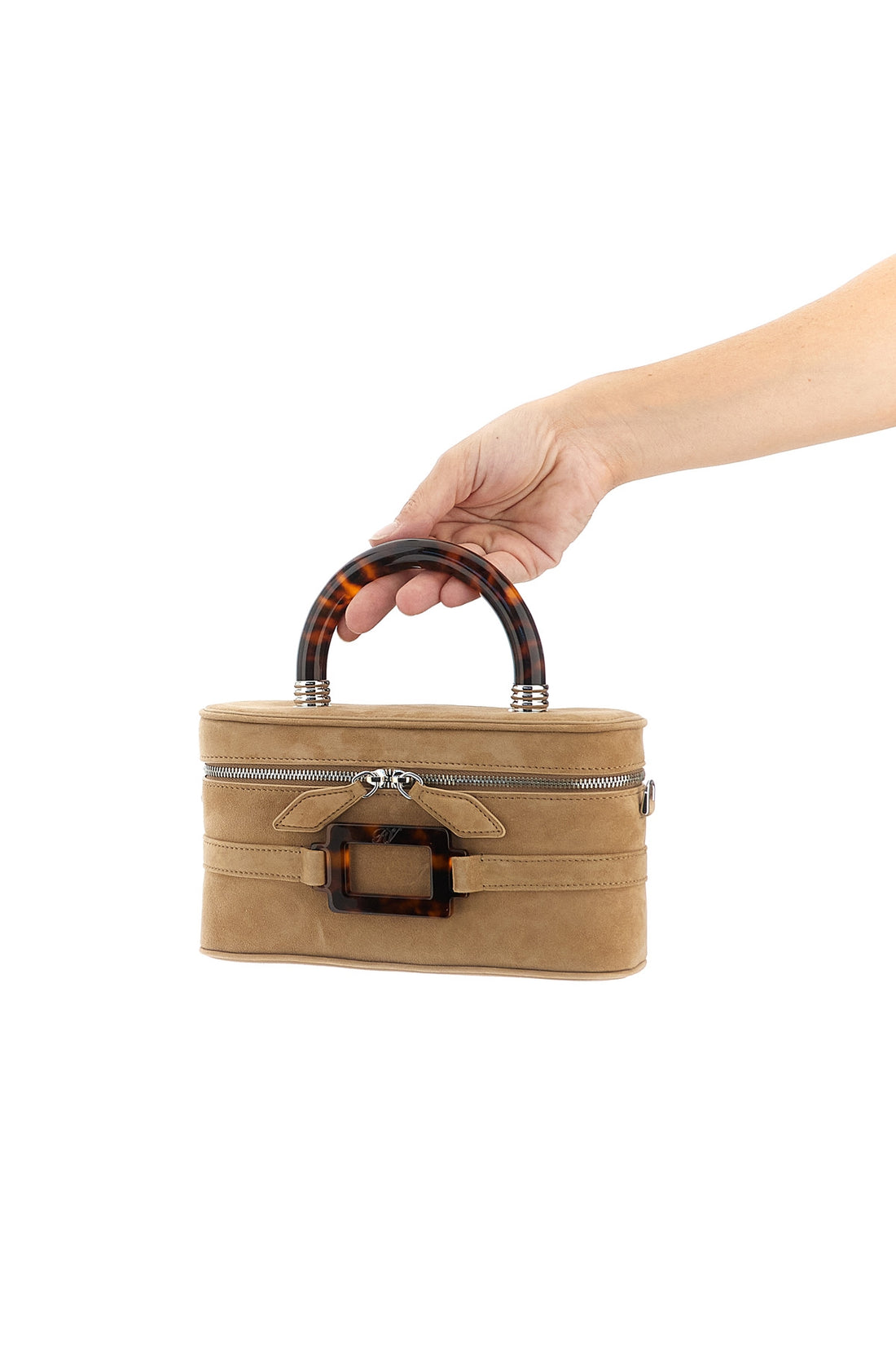 ROGER VIVIER OS belle vivier vanity suede mini handbag