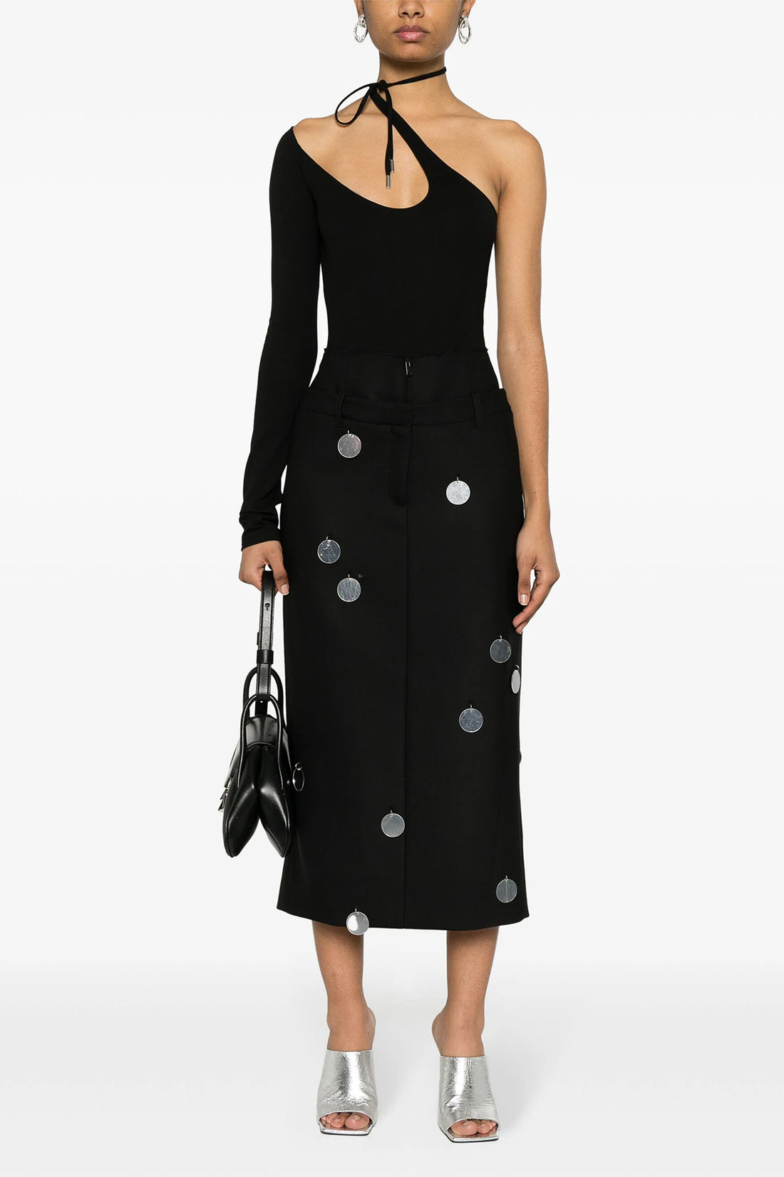 DAVID KOMA 6 asymmetrical stretch viscose bodysuit