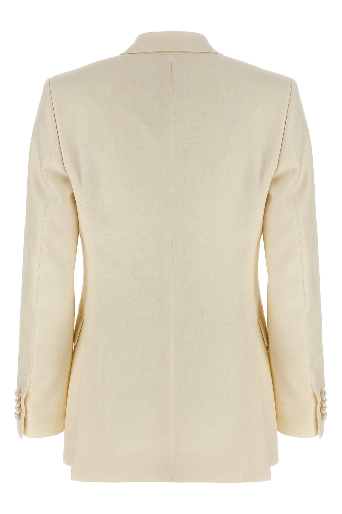 flavia double-breasted blazer in silk and linen wool blend