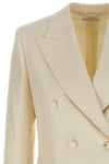 flavia double-breasted blazer in silk and linen wool blend