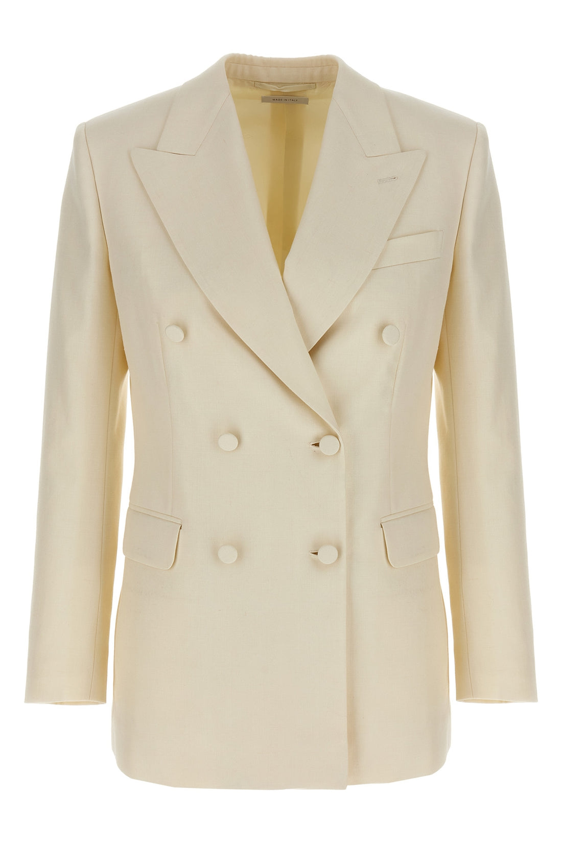 BRIONI 36 flavia double-breasted blazer in silk and linen wool blend