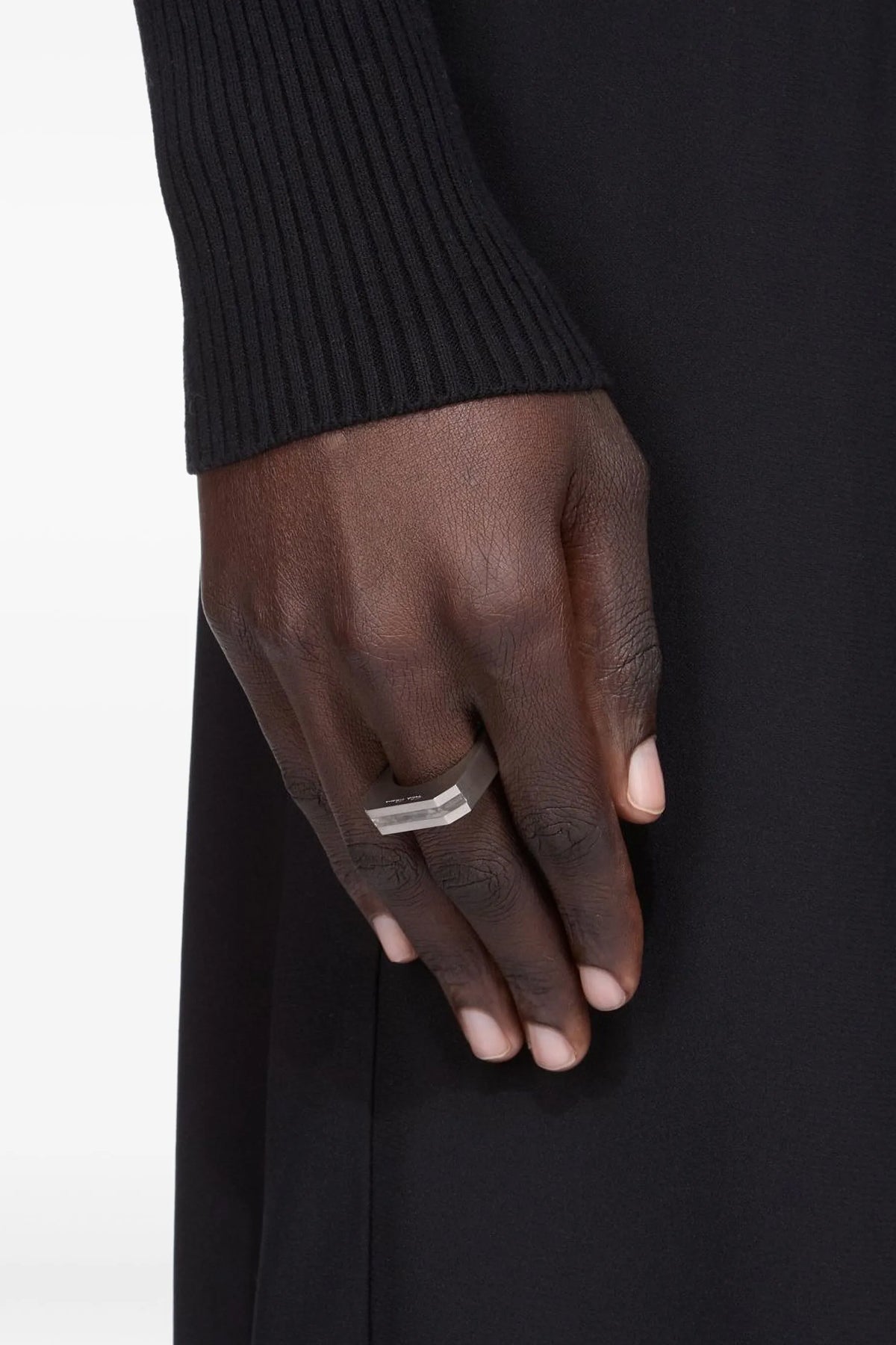 crystal hollywood ring in galvanized palladium brass