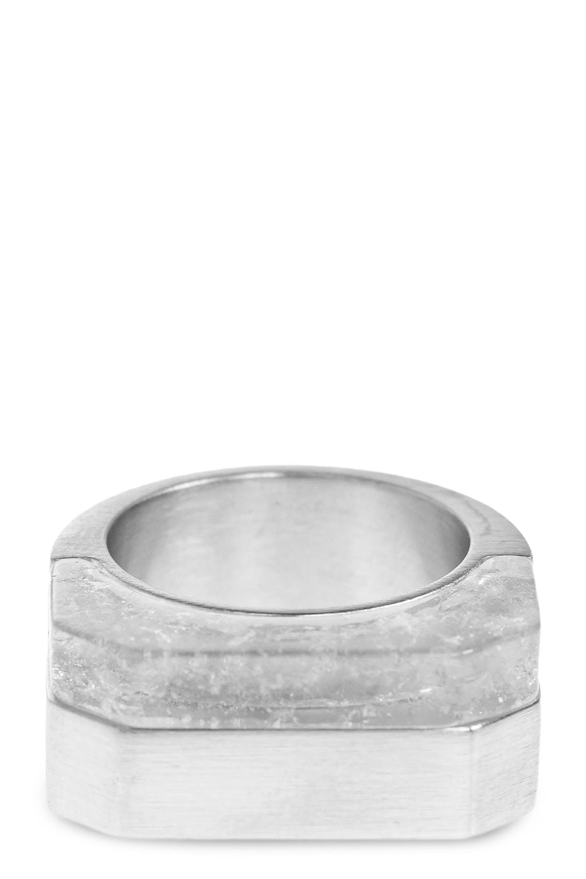 double crystal hollywood ring in palladium galvanized brass