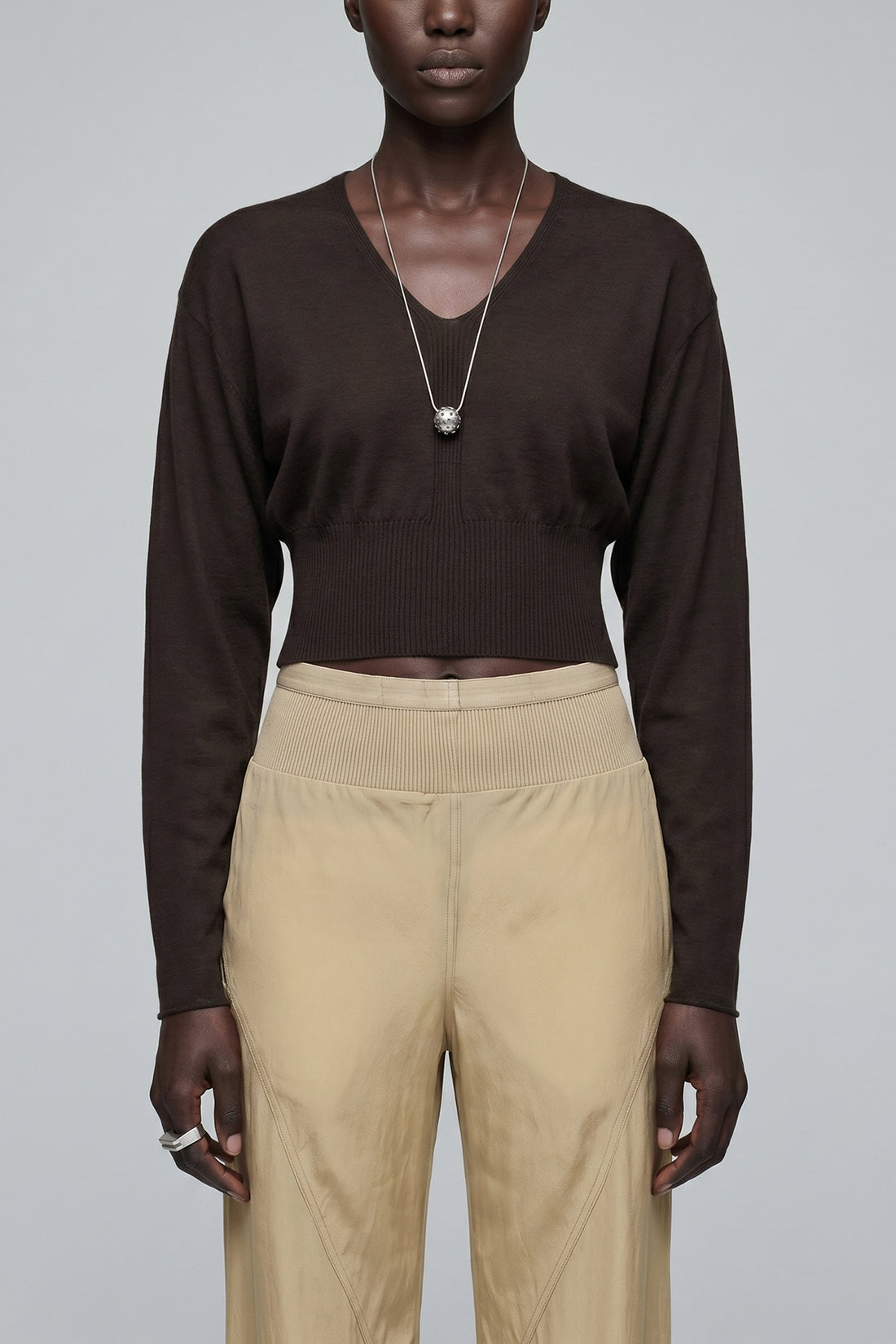 RICK OWENS OS chain necklace in palladium-galvanized brass