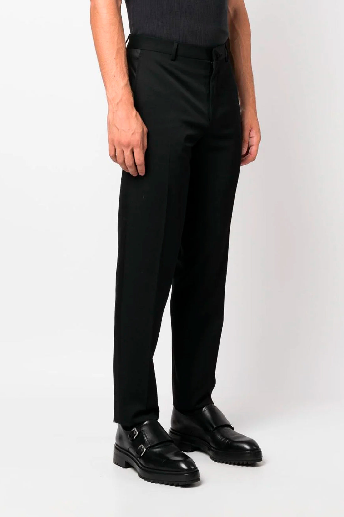 LANVIN 50 pantalone tuxedo in lana con bande laterali in raso