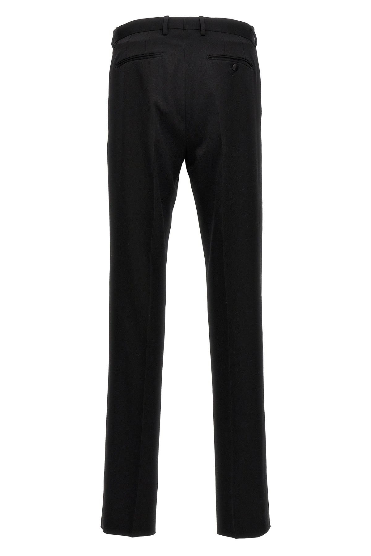 pantalone tuxedo in lana con bande laterali in raso