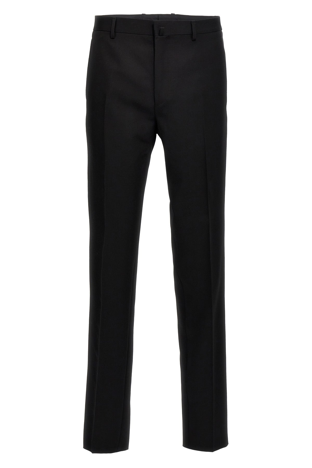 pantalone tuxedo in lana con bande laterali in raso