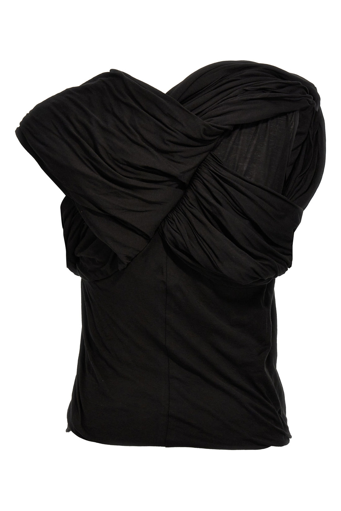 RICK OWENS 44 harness sleeveless draped cotton top