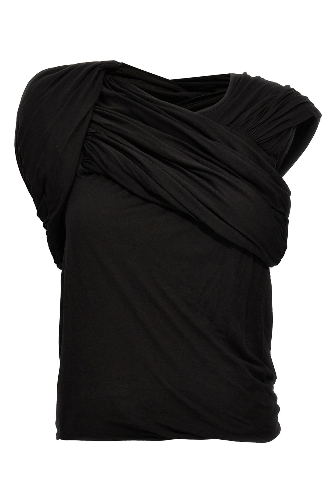 RICK OWENS 44 harness sleeveless draped cotton top