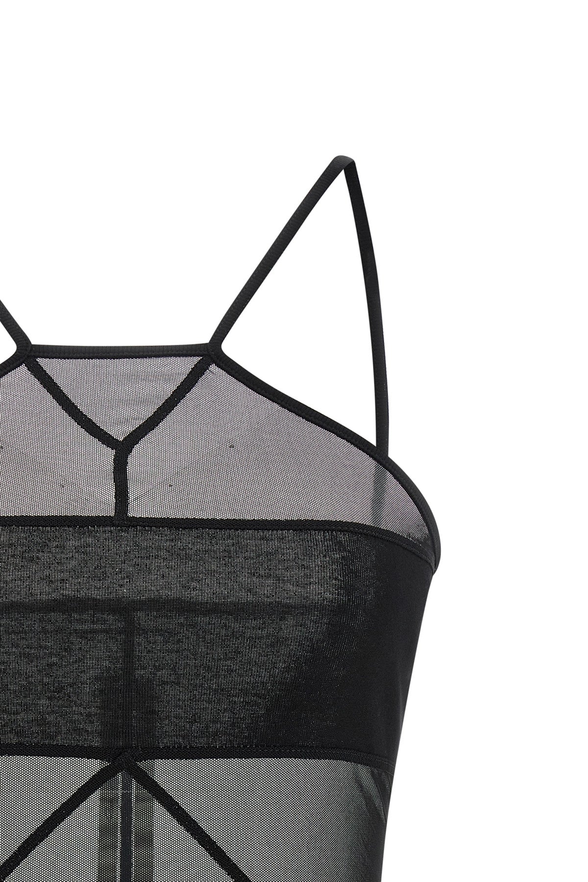 sl combo semi-transparent stretch tulle top