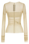 temple semi-transparent stretch nylon tulle top