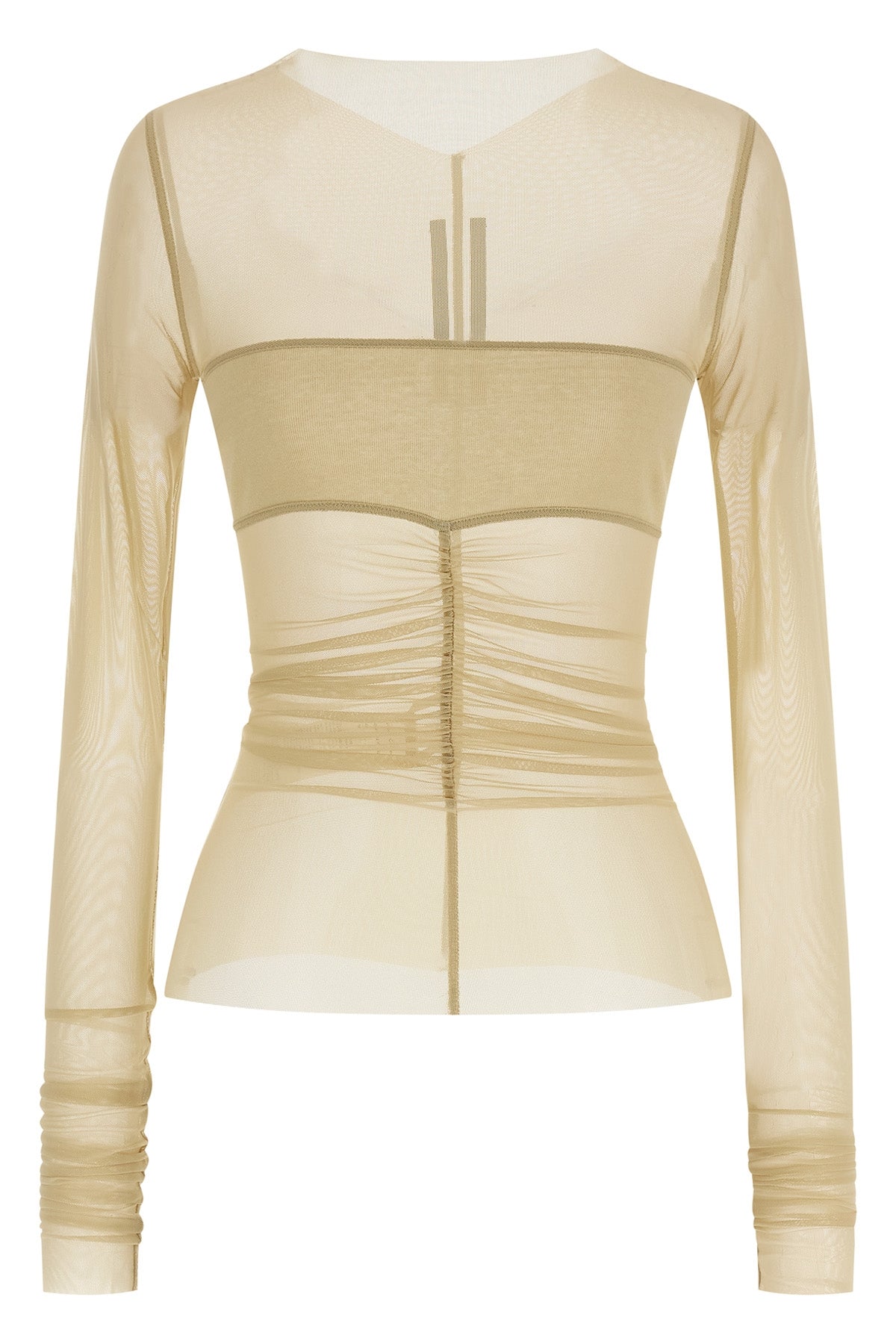 temple semi-transparent stretch nylon tulle top