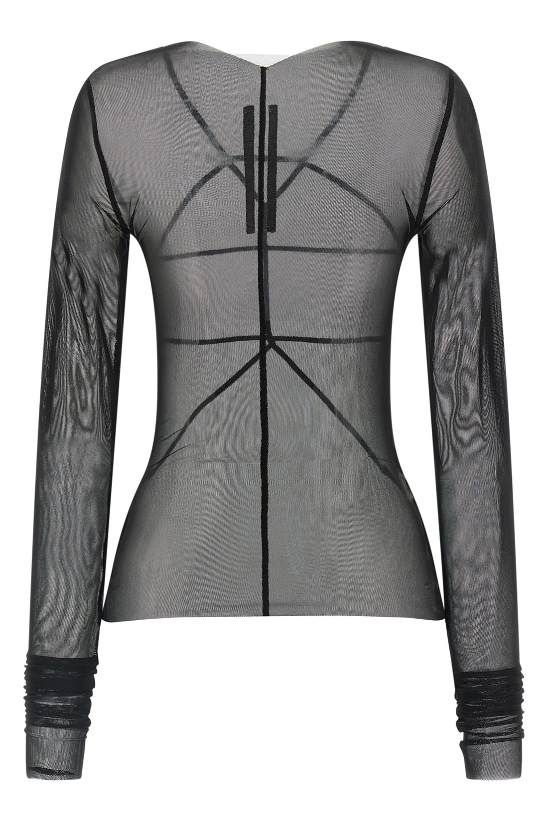 RICK OWENS 40 temple top semi-transparent stretch nylon tulle sweater