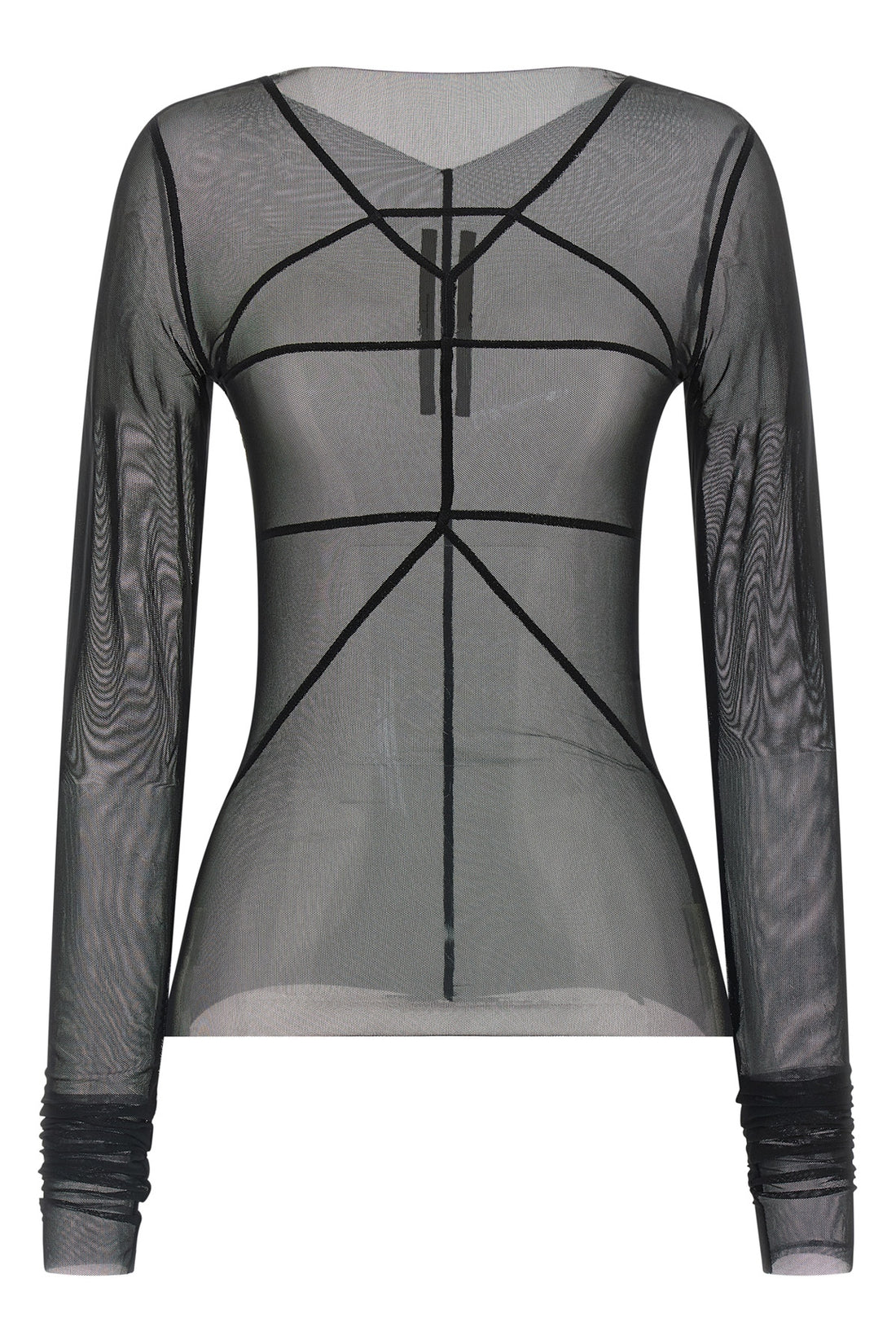 RICK OWENS 40 temple top semi-transparent stretch nylon tulle sweater