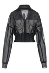 dracucollar cropped bomber jacket in semi-transparent doubled tulle