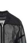 dracucollar cropped bomber jacket in semi-transparent doubled tulle