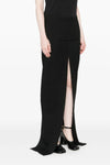 sliced long skirt in virgin wool