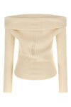 ls cowl ribbed wool sweater off-the-shoulder style