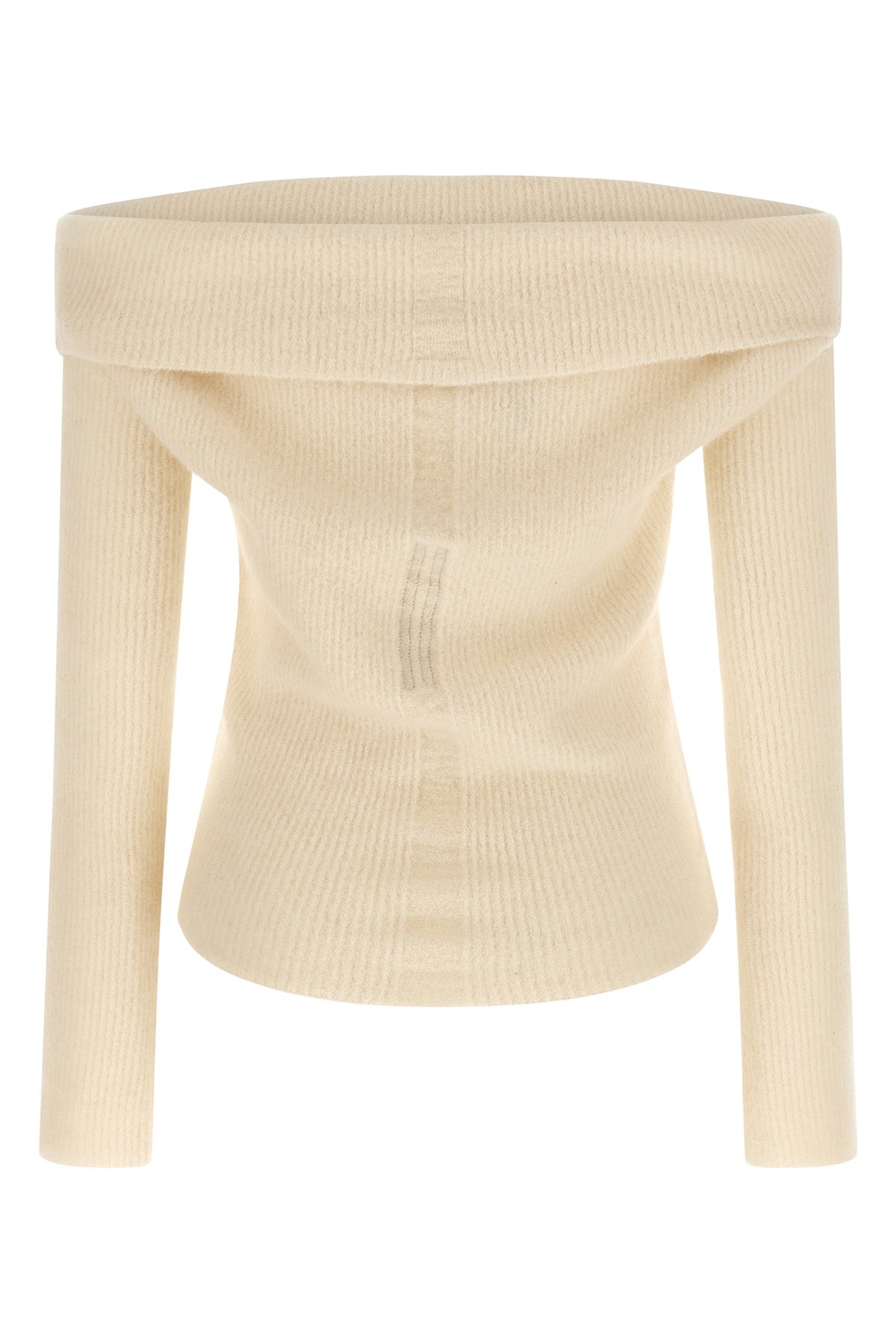 ls cowl ribbed wool sweater off-the-shoulder style