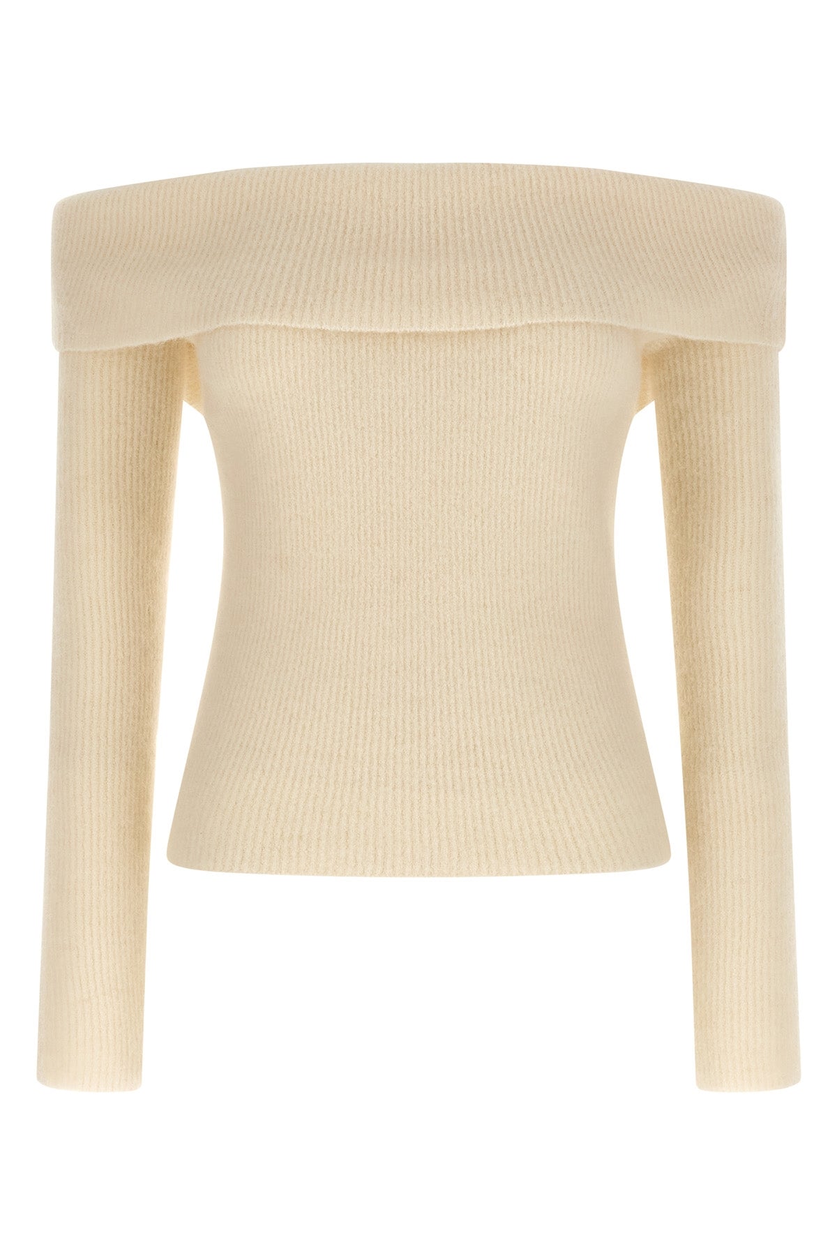 ls cowl ribbed wool sweater off-the-shoulder style