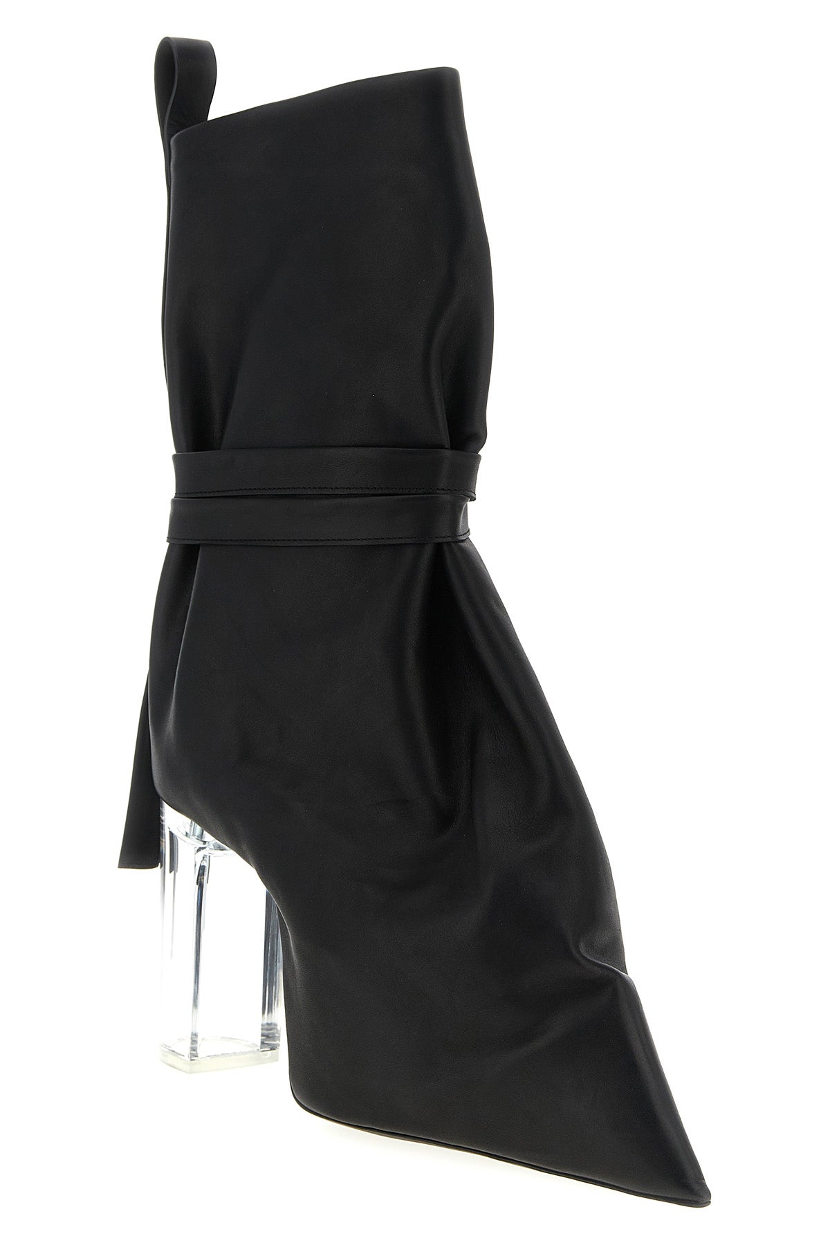 tied taco kiss leather ankle boots