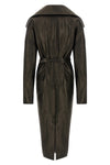dracucollar belted vegetable-tanned cow leather coat finished