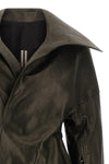 dracucollar belted vegetable-tanned cow leather coat finished