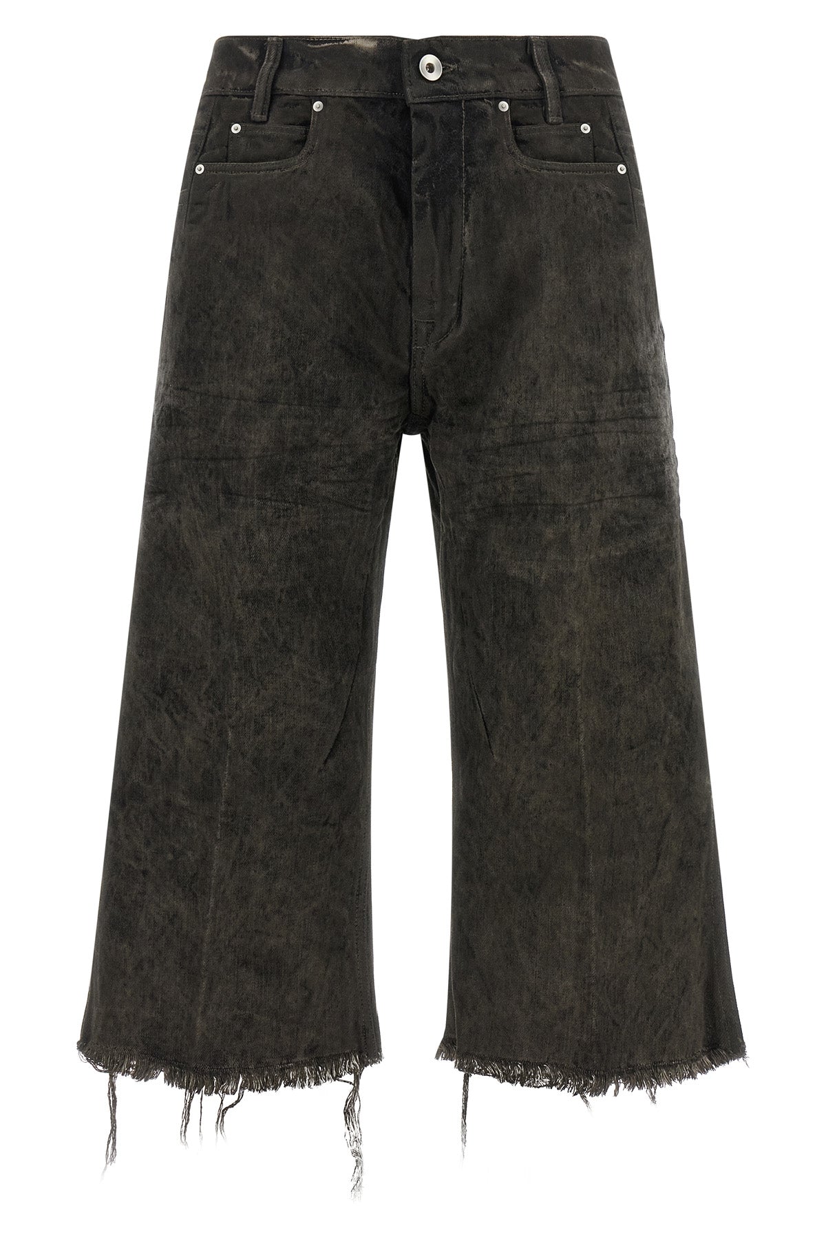 rick owens bolan cutoff bermuda shorts redefine denim codes through a deconstr