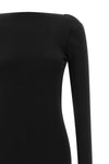 the long rick owens tight dress defines a sculptural and enveloping silhouette