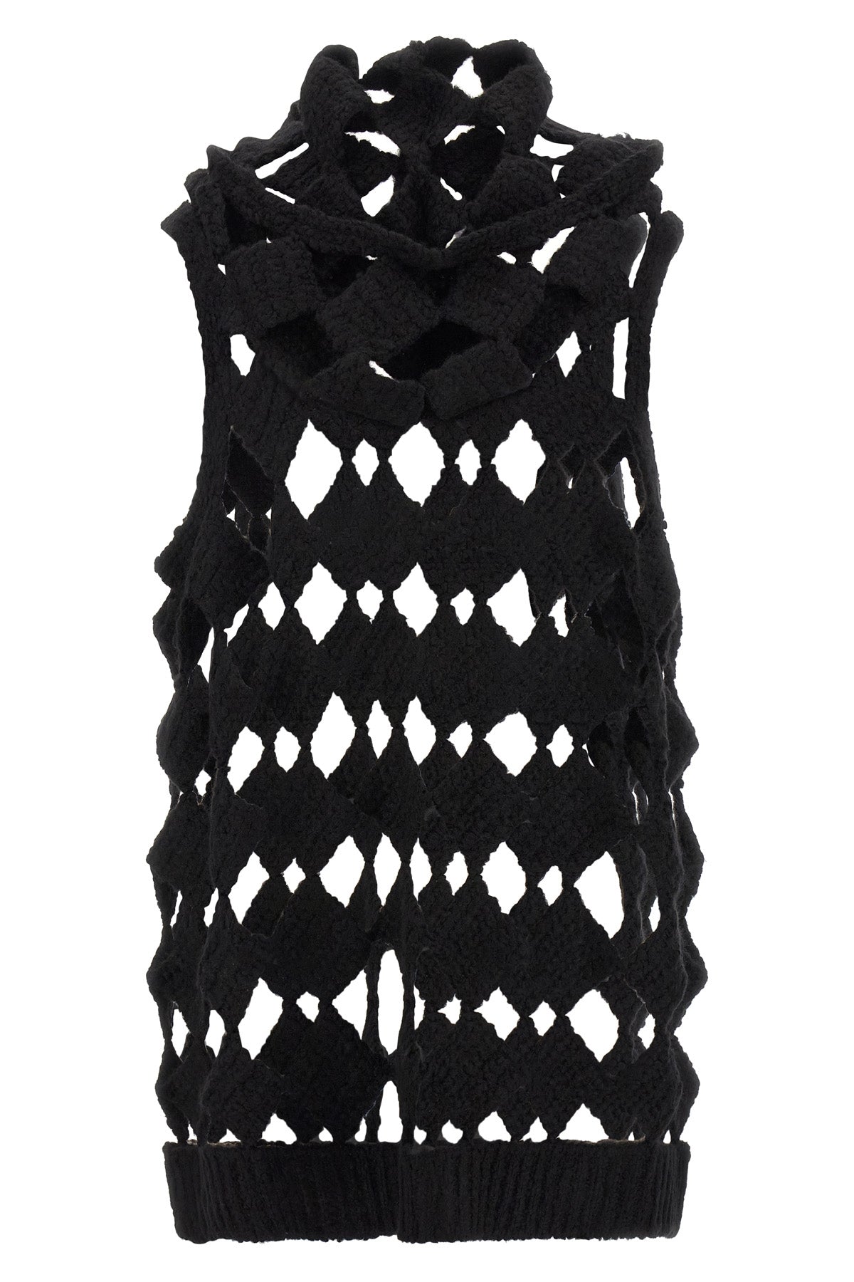the rick owens sarutanya top defines a new concept of knitwear through a black
